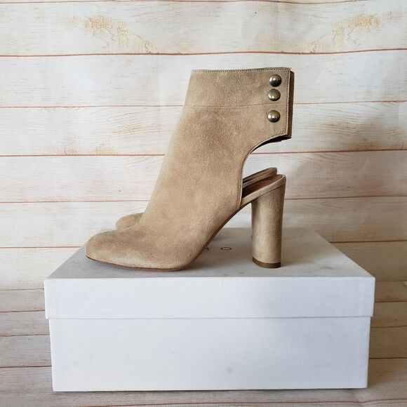 IRO Matyizi Suede Cutout Round Toe Bootie Block Heel Tan Natural Women's Size 39 - Picture 5 of 13